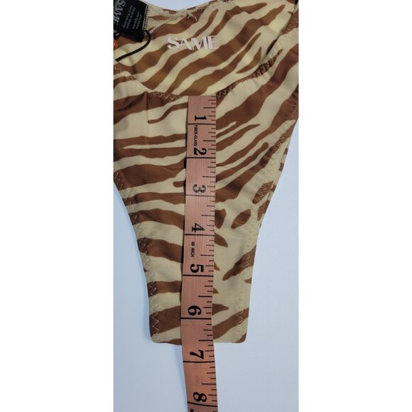 SAME Los Angeles Swim Bikiny Bottom Womens Acrylic 90s Color beige Brown Zebra S - Picture 6 of 9